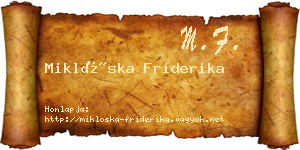 Miklóska Friderika névjegykártya